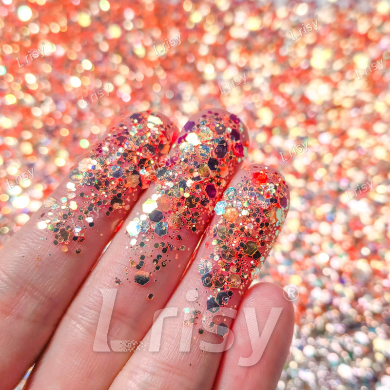 Fluorescent Carrot Orange General Mixed Iridescent Glitter BBS002