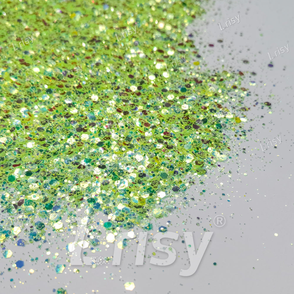 Fluorescent Early Spring Green General Mixed Iridescent Glitter BBS006