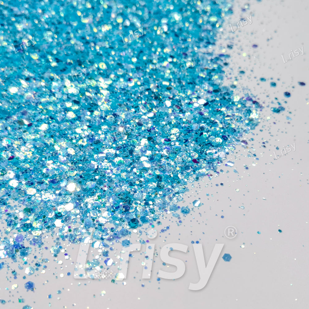 Fluorescent Sky Blue General Mixed Iridescent Glitter BBS004