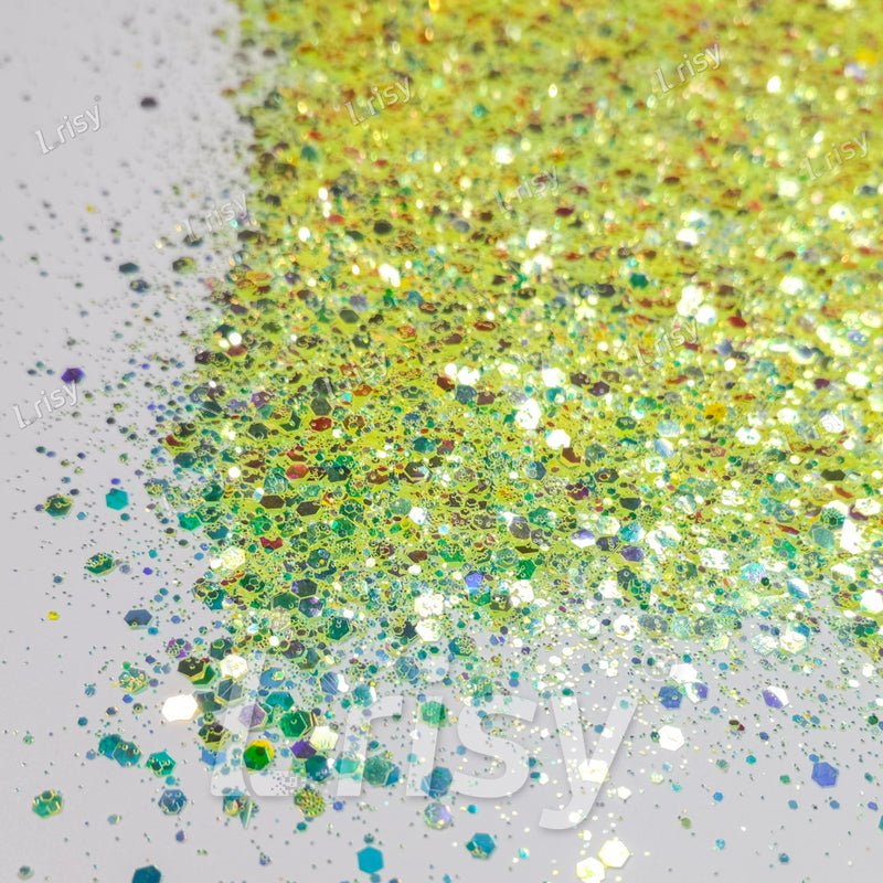 Fluorescent Lemon Yellow General Mixed Iridescent Glitter BBS005