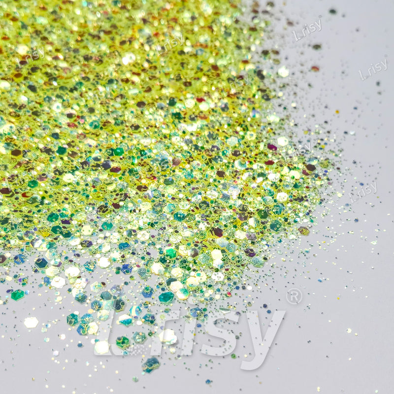 Fluorescent Lemon Yellow General Mixed Iridescent Glitter BBS005