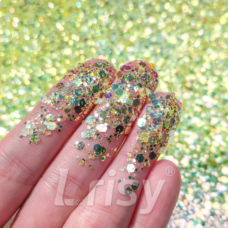 Fluorescent Lemon Yellow General Mixed Iridescent Glitter BBS005