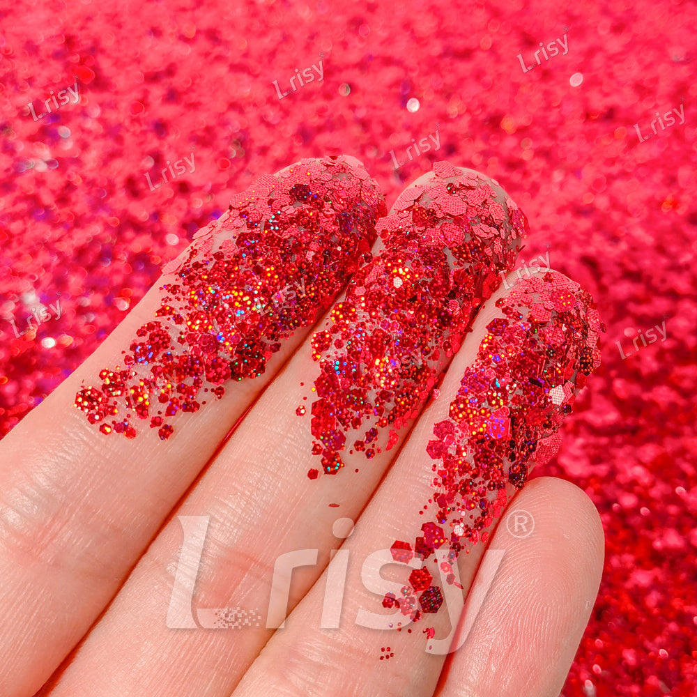 Starlight Holographic American Red General Mixed Glitter GLB0300