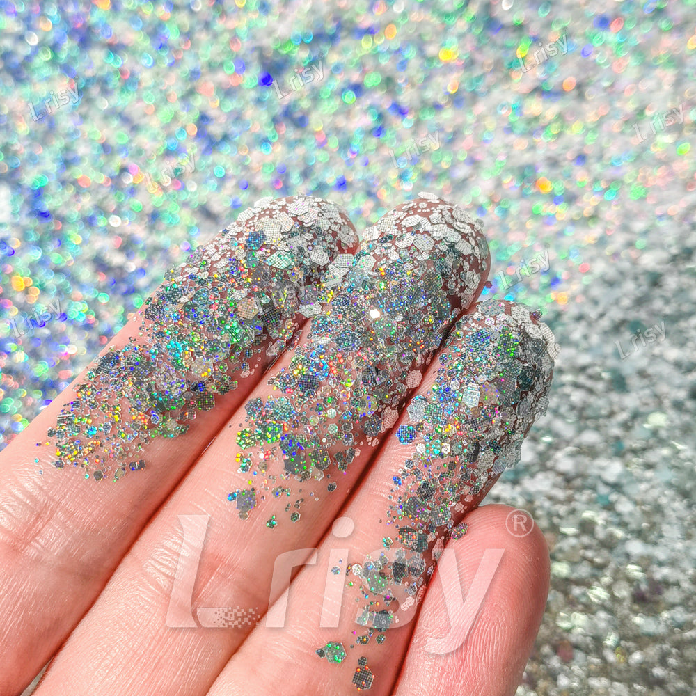 Starlight Holographic Silver General Mixed Glitter GLB0100
