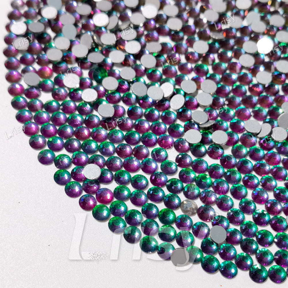 4.6-4.8mm Flame Green To Purple Flat back Rhinestones FBRS042