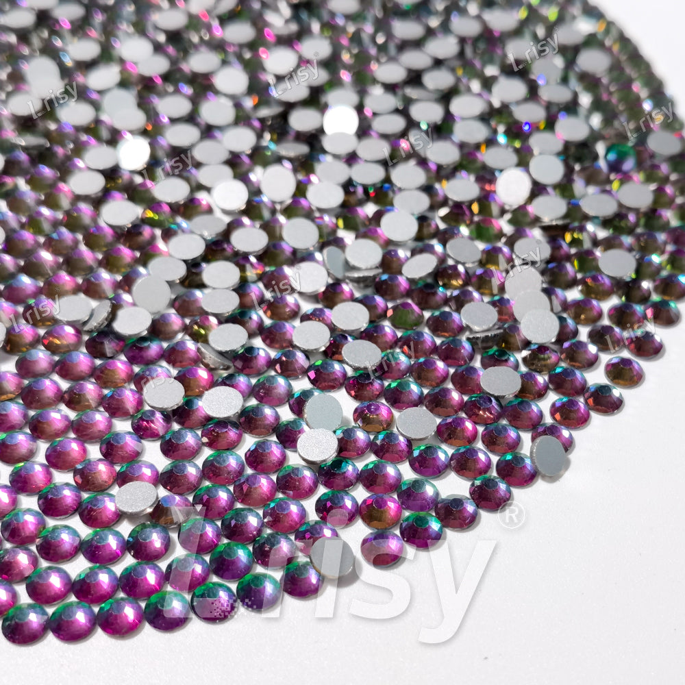 4.6-4.8mm Flame Green To Purple Flat back Rhinestones FBRS042