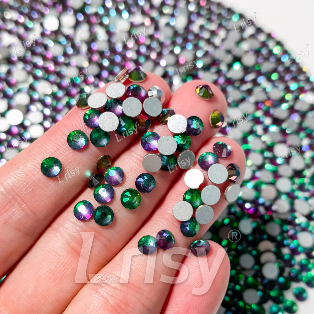 4.6-4.8mm Flame Green To Purple Flat back Rhinestones FBRS042