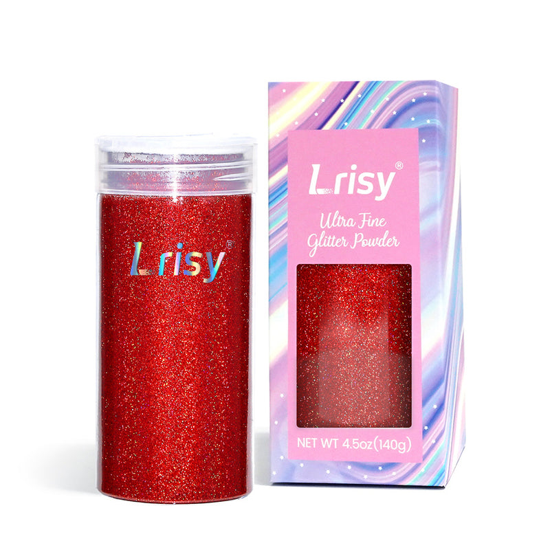 Lrisy Holographic Extra Fine Glitter Powder with Shaker Lid 140g/4.5oz (Ultra Thin Holographic Red/LB0300)