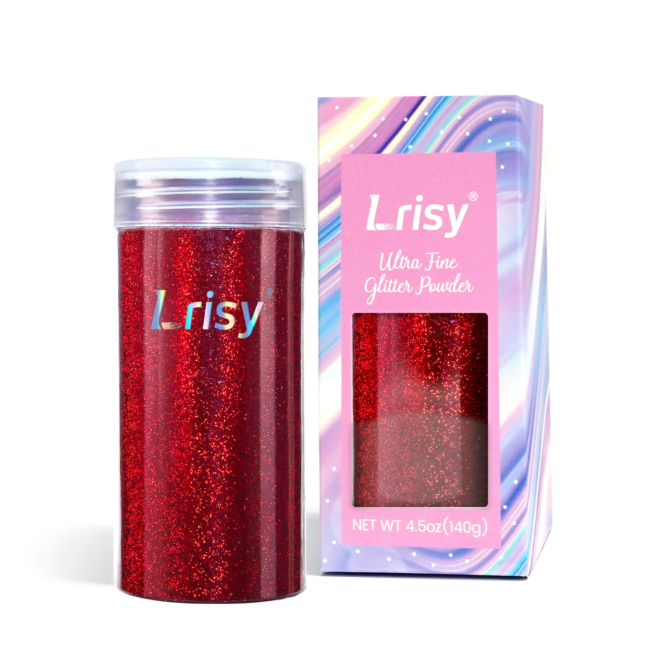 Lrisy Holographic Extra Fine Glitter Powder with Shaker Lid 140g/4.5oz (Ultra Thin Holographic Dark Red/LB0304)