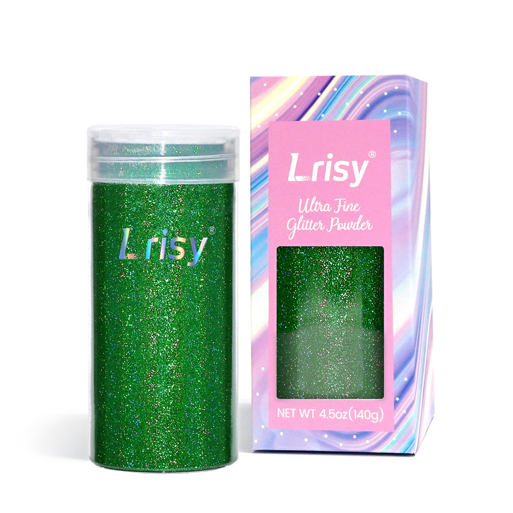 Lrisy Holographic Extra Fine Glitter Powder with Shaker Lid 140g/4.5oz (Ultra Thin Holographic Dark Green/LB0600)
