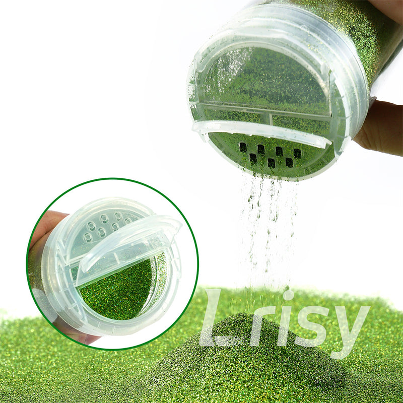 Lrisy Holographic Extra Fine Glitter Powder with Shaker Lid 140g/4.5oz (Ultra Thin Holographic Green/LB0601)