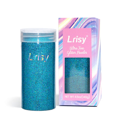 Lrisy Holographic Extra Fine Glitter Powder with Shaker Lid 140g/4.5oz (Ultra Thin Holographic Sky Blue/LB0700)