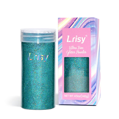 Lrisy Holographic Extra Fine Glitter Powder with Shaker Lid 140g/4.5oz (Ultra Thin Holographic Teal Green/LB0702)