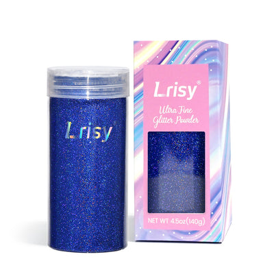 Lrisy Holographic Extra Fine Glitter Powder with Shaker Lid 140g/4.5oz (Ultra Thin Holographic Deep Blue/LB0705)