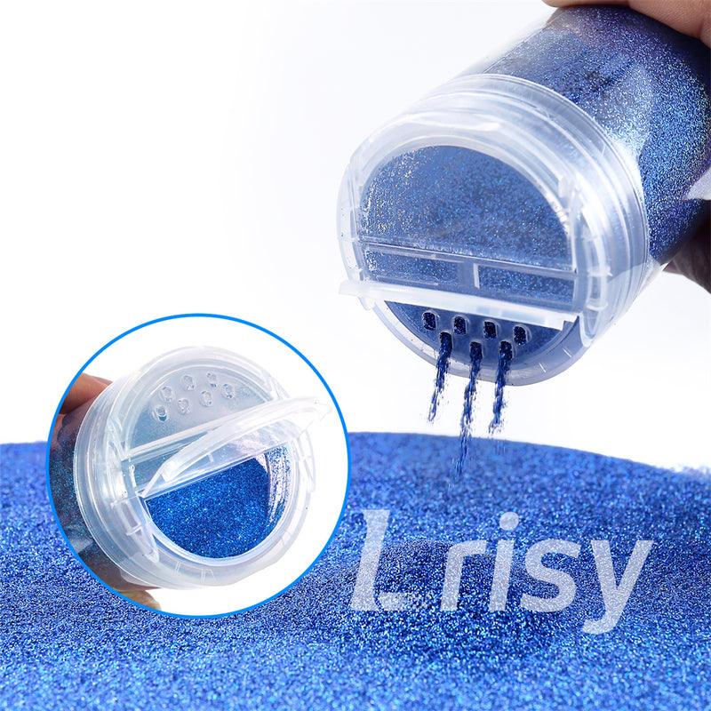 Lrisy Holographic Extra Fine Glitter Powder with Shaker Lid 140g/4.5oz (Ultra Thin Holographic Sea Blue/LB0709)