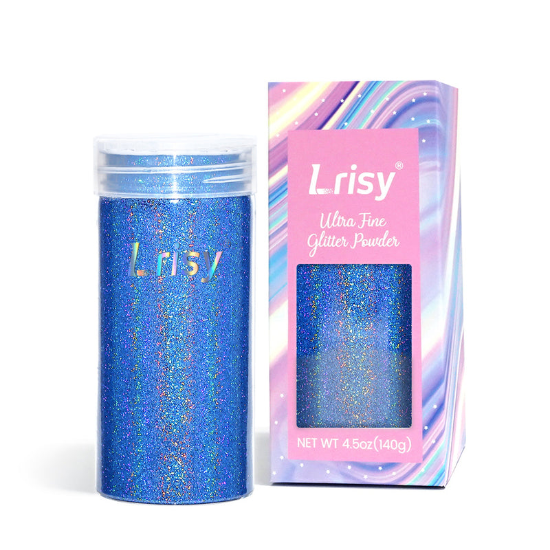 Lrisy Holographic Extra Fine Glitter Powder with Shaker Lid 140g/4.5oz (Ultra Thin Holographic Sea Blue/LB0709)