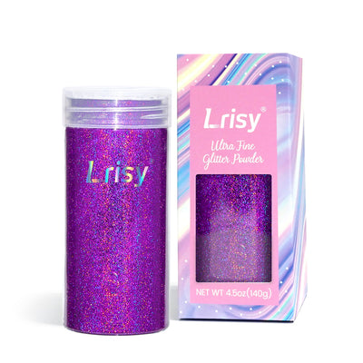 Lrisy Holographic Extra Fine Glitter Powder with Shaker Lid 140g/4.5oz (Ultra Thin Holographic Purple/LB0800)