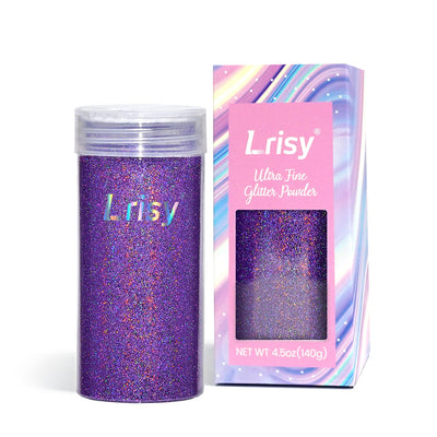 Lrisy Holographic Extra Fine Glitter Powder with Shaker Lid 140g/4.5oz (Ultra Thin Holographic Light Purple/LB0802)