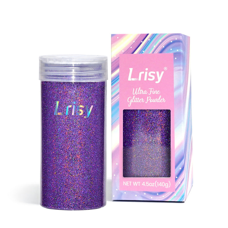 Lrisy Holographic Extra Fine Glitter Powder with Shaker Lid 140g/4.5oz (Ultra Thin Holographic Light Purple/LB0802)
