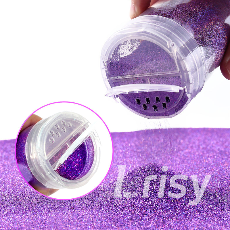 Lrisy Holographic Extra Fine Glitter Powder with Shaker Lid 140g/4.5oz (Ultra Thin Holographic Light Purple/LB0802)