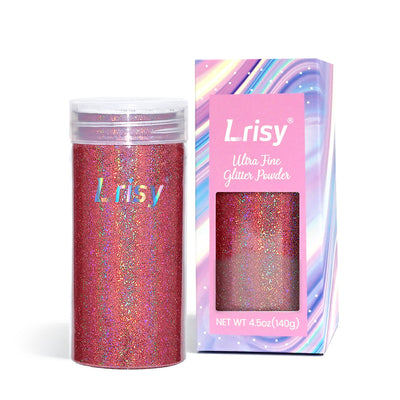 Lrisy Holographic Extra Fine Glitter Powder with Shaker Lid 140g/4.5oz (Ultra Thin Holographic Hazy Pink/LB0911)