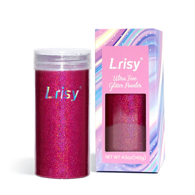 Lrisy Holographic Extra Fine Glitter Powder with Shaker Lid 140g/4.5oz (Ultra Thin Holographic Rose Red/LB0912)