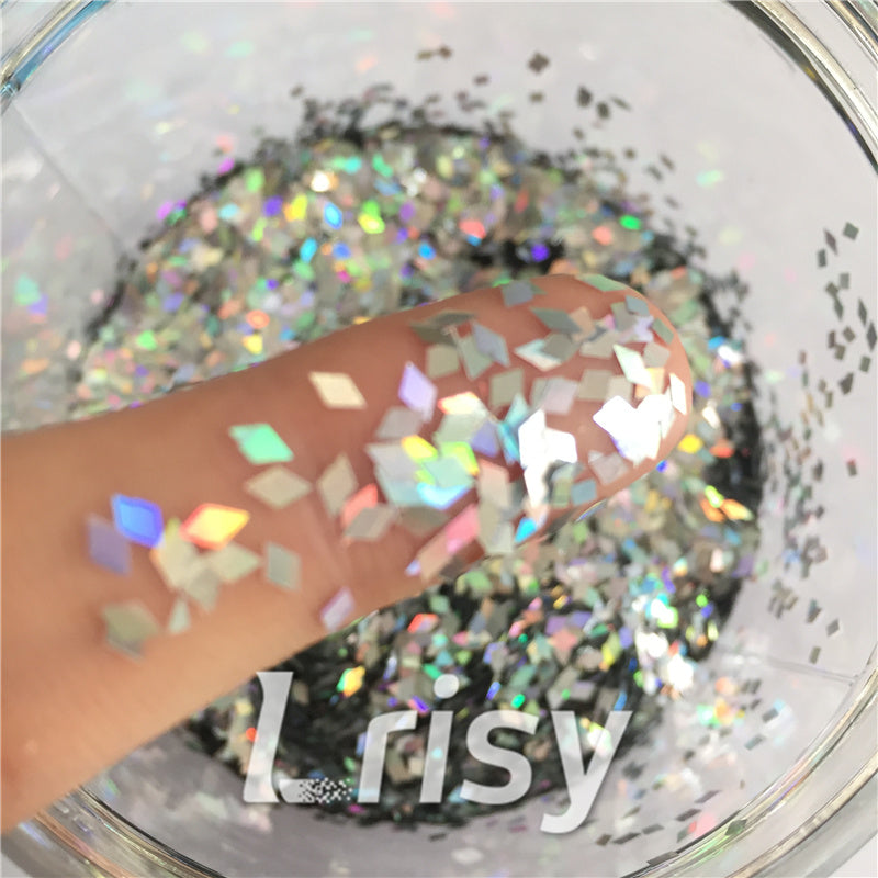 Holographic Silver 2mm Rhombic Shaped Glitter LB0100