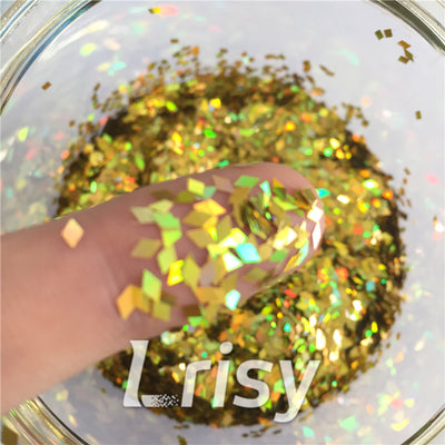 Holographic Gold 2mm Rhombic Shaped Translucent Glitter LB0210