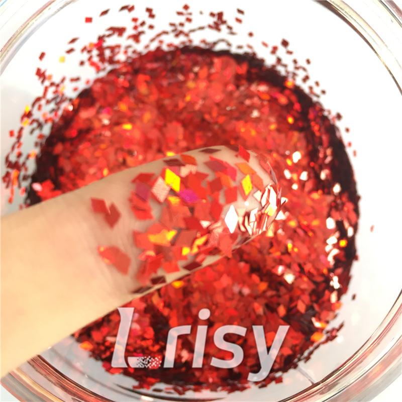 Holographic Red 2mm Rhombic Shaped Translucent Glitter LB0300