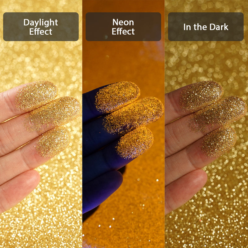 Lrisy 0.2mm Extra Fine Neon Light Punk Metallic Glitter Powder Luxury Gold LR-1602
