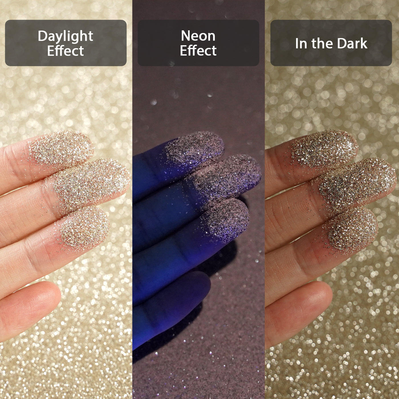 Lrisy 0.2mm Extra Fine Neon Light Punk Metallic Glitter Powder Silver