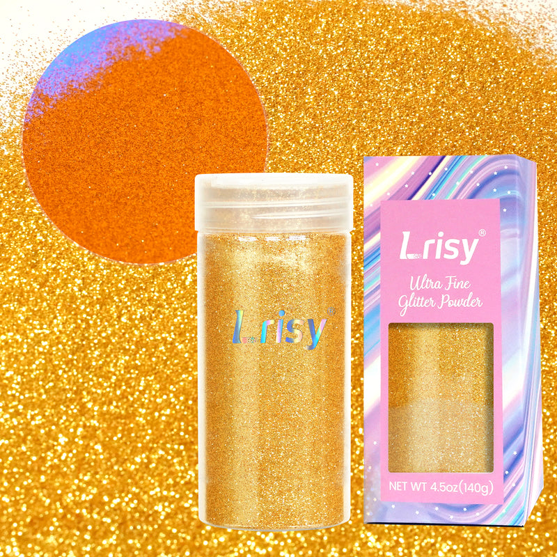 Lrisy 0.2mm Extra Fine Neon Light Punk Metallic Glitter Powder Orange