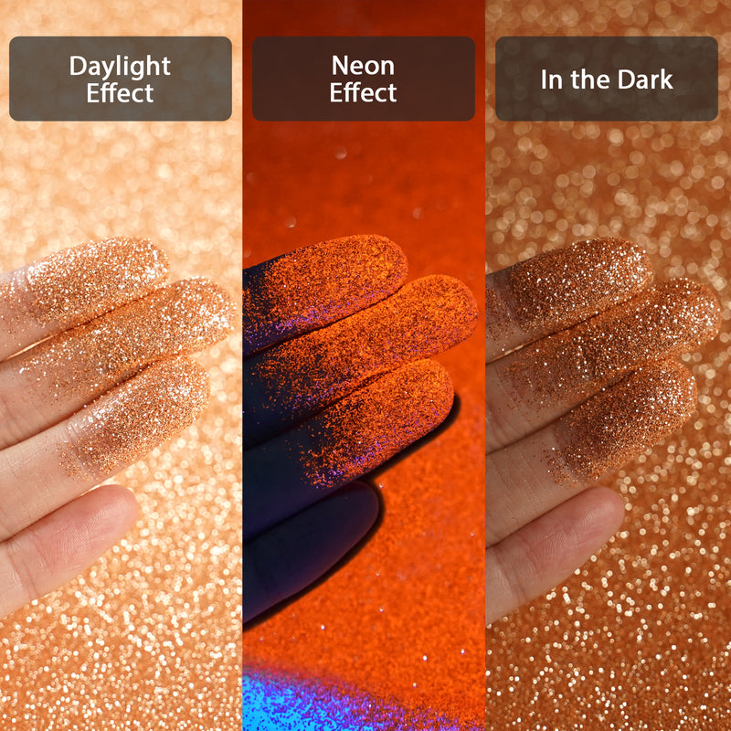 Lrisy 0.2mm Extra Fine Neon Light Punk Metallic Glitter Powder Cream Orange LR-2010