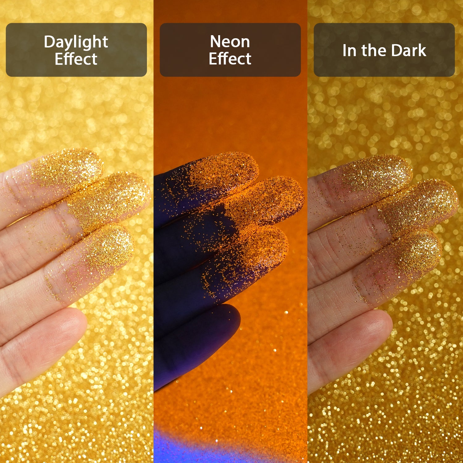Lrisy 0.2mm Extra Fine Neon Light Punk Metallic Glitter Powder Gold LR-209