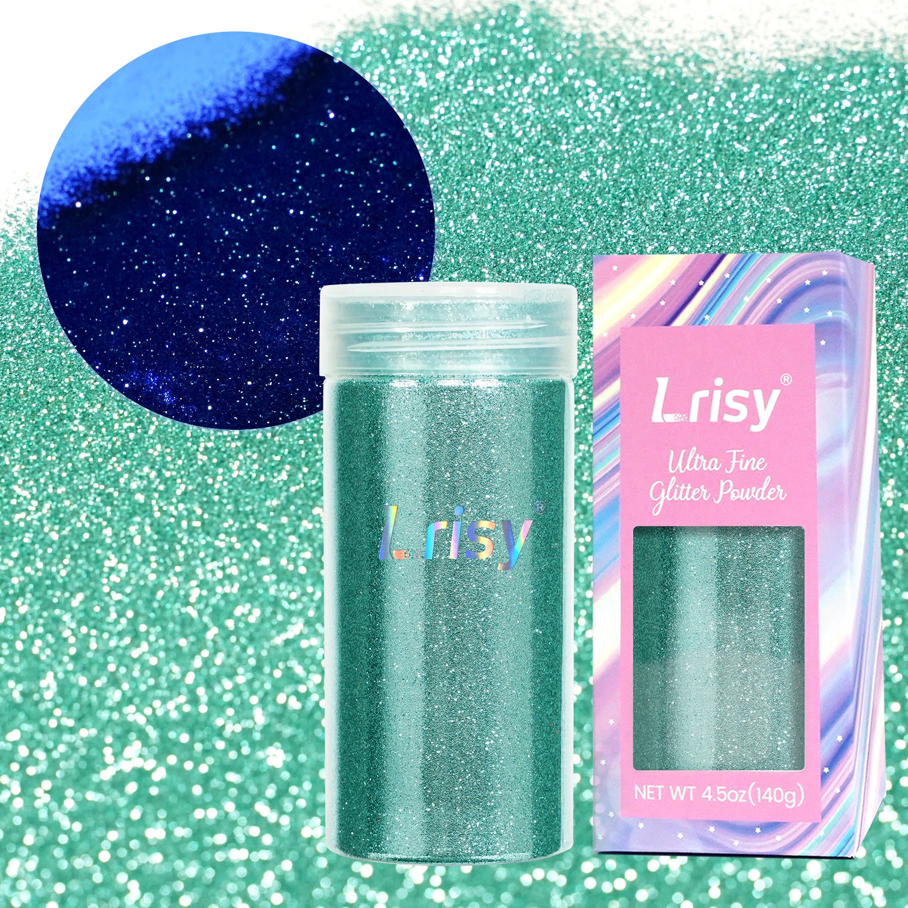 Lrisy 0.2mm Extra Fine Neon Light Punk Metallic Glitter Powder Cadet Blue LR-BLT707