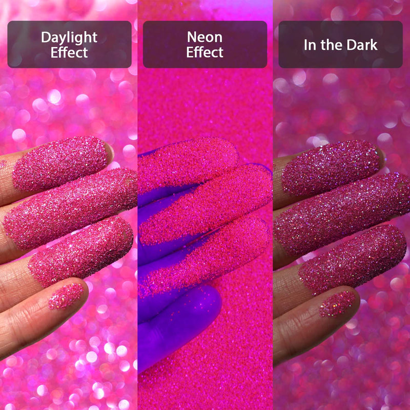 Lrisy Holographic Extra Fine Neon Punk Glitter Powder with Shaker Lid 140g/4.5oz (Holographic Rose Pink)