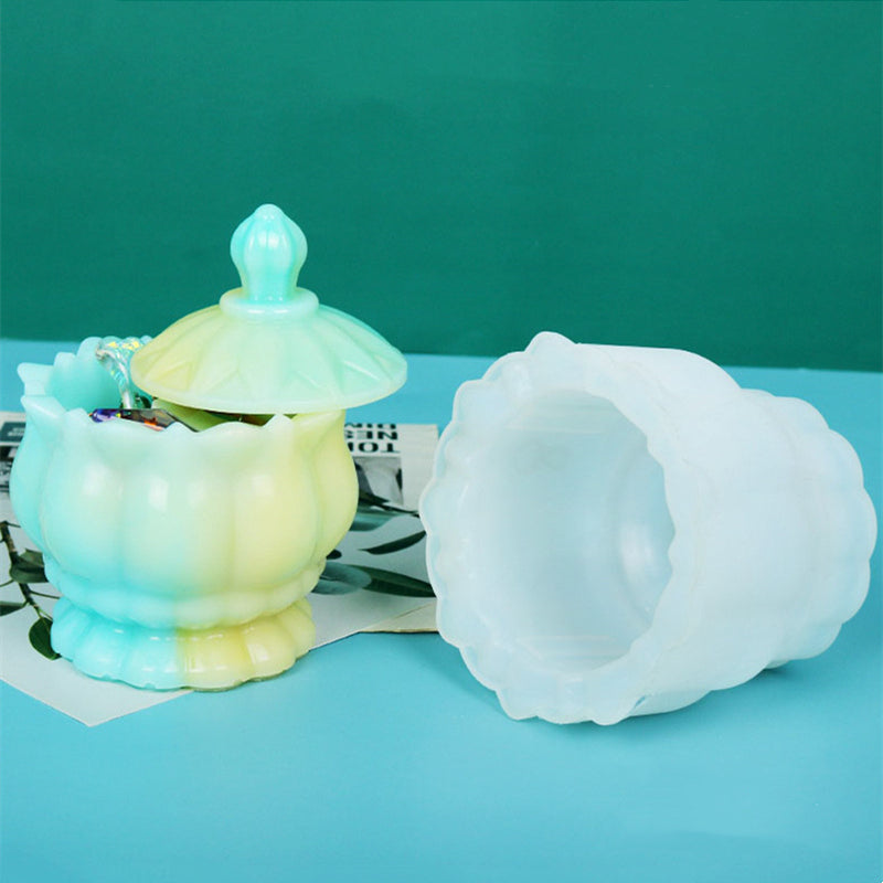 Crystal Glass Jar Jewelry DIY Storage Box Silicone Resin Mold