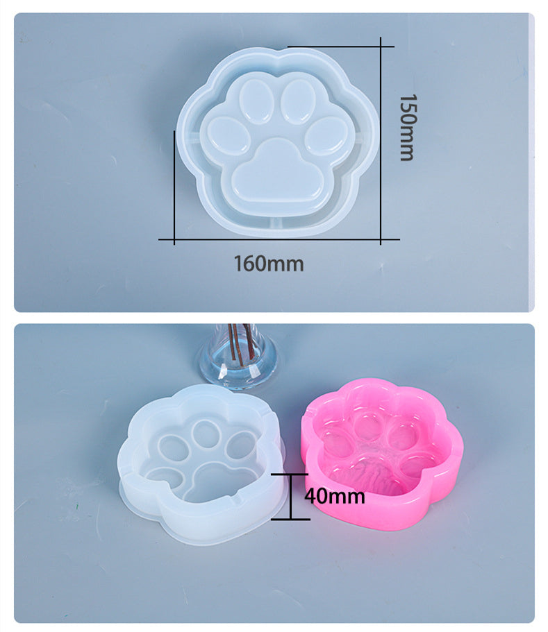 Cat Paws Ashtray Silicone Resin Mold 160x150mm M-DYY-CPA001