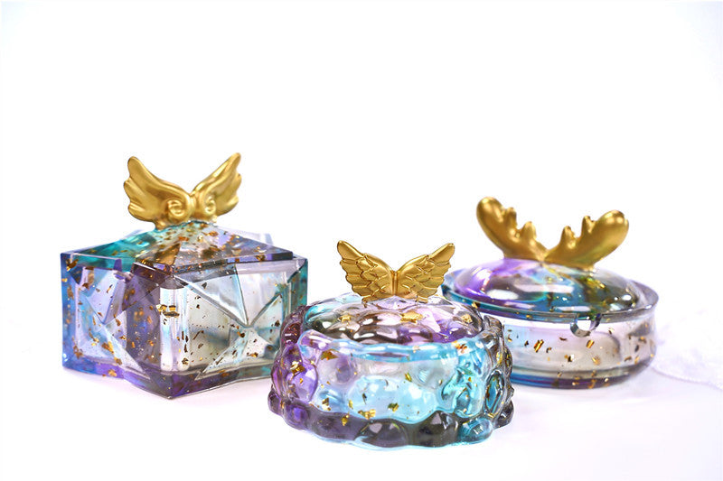 Pack of 3 Jewelry Storage Box With Small “Wings” Silicone Resin Mold