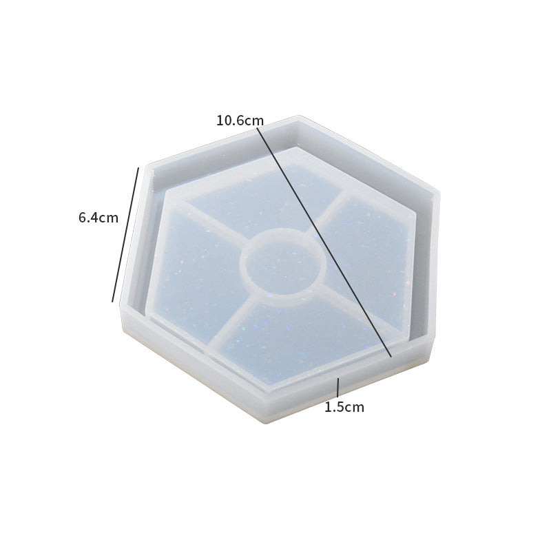 Pack of 4 Holographic Hexagonal Coaster Silicone Resin Mold