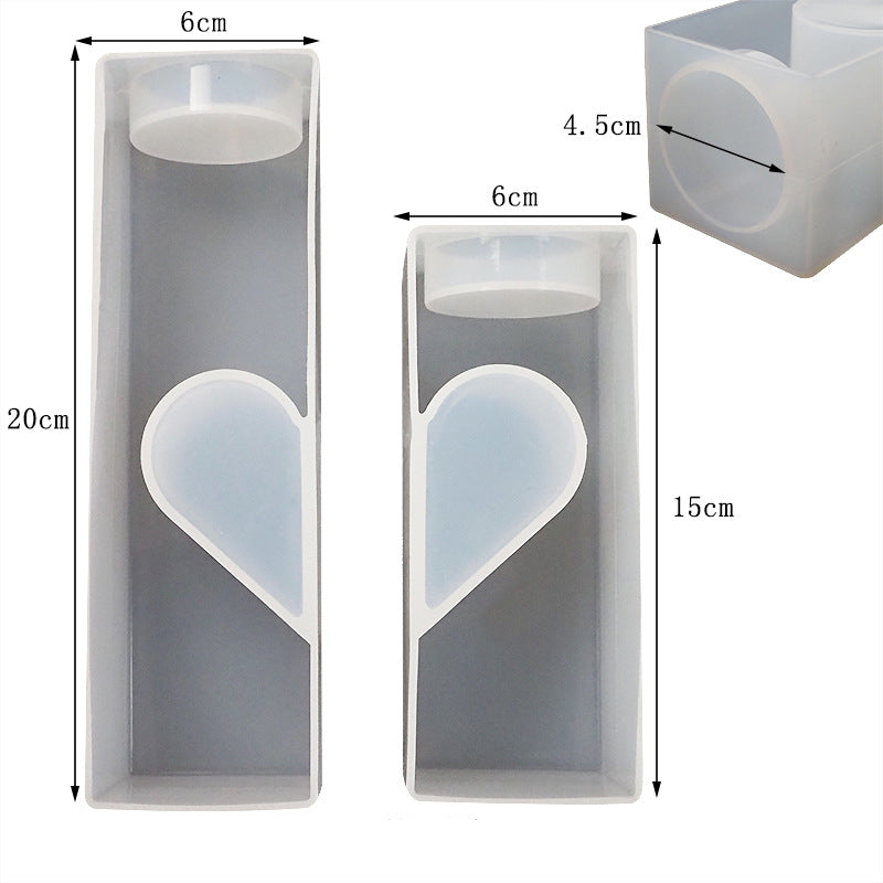 Hollow Heart Candle Holder Silicone Resin Mold M-JYGY-ZT001