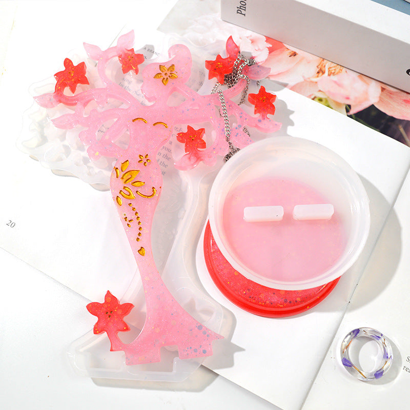 Graceful Girl Decoration Silicone Earring Necklace Shelf Resin Mold M-QZ-BLW002