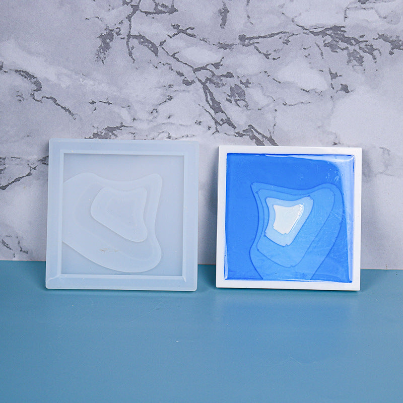 Pack of 4 DIY Square Casting Coaster Silicone Resin Mold M-DYYY-HDBD06
