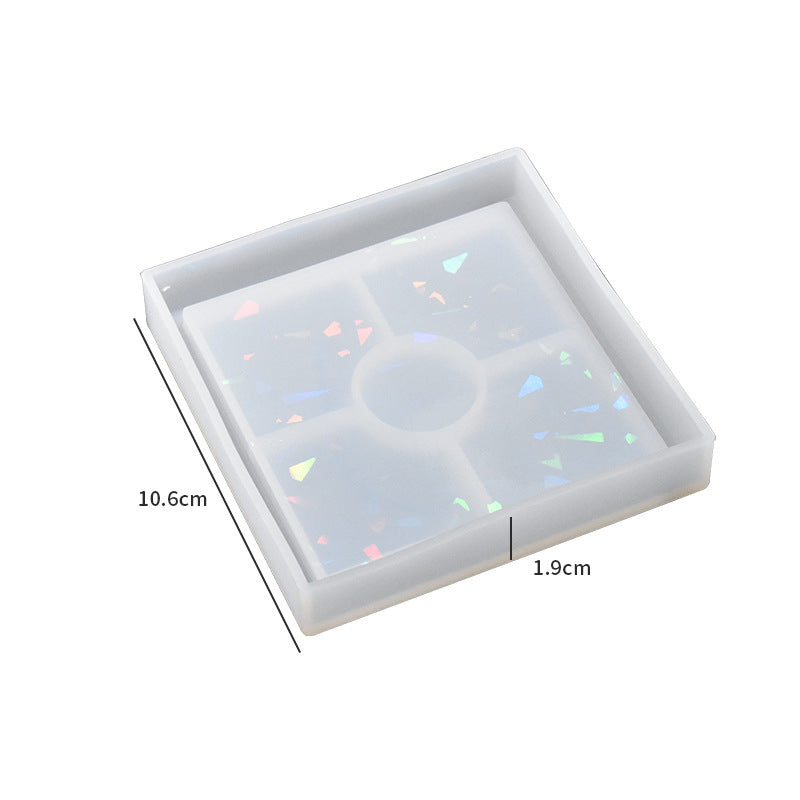 Pack of 4 Holographic Square Coaster Silicone Resin Mold