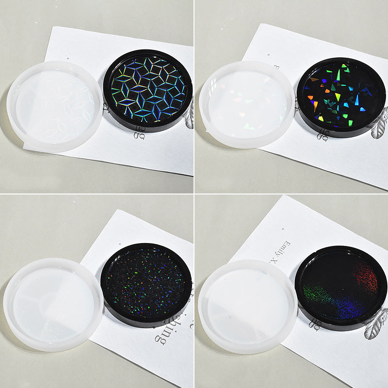 Pack of 4 Holographic Round Coaster Silicone Resin Mold