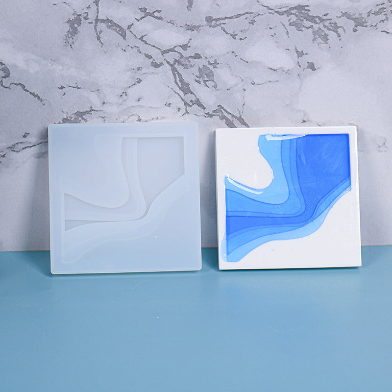 Pack of 4 DIY Square Casting Coaster Silicone Resin Mold M-DYYY-HDBD06