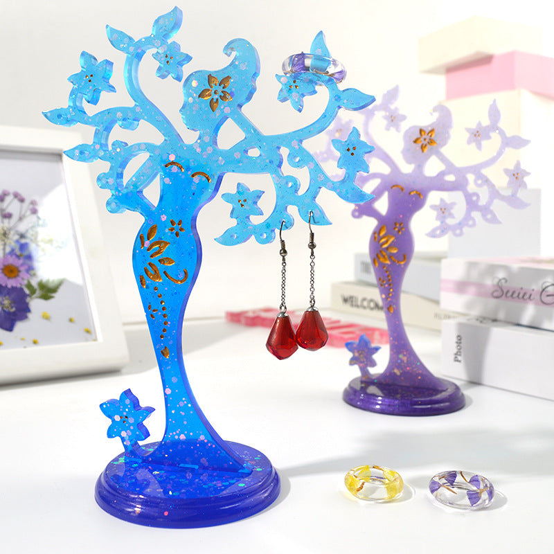 Graceful Girl Decoration Silicone Earring Necklace Shelf Resin Mold M-QZ-BLW002