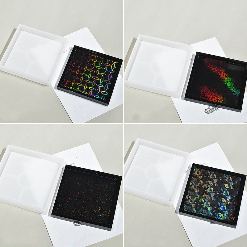 Pack of 4 Holographic Square Coaster Silicone Resin Mold