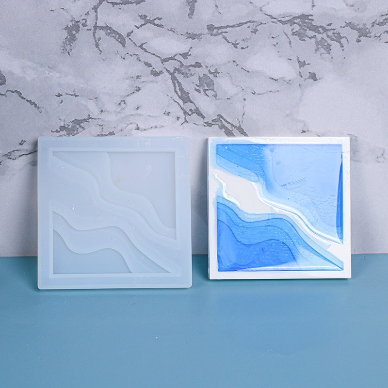 Pack of 4 DIY Square Casting Coaster Silicone Resin Mold M-DYYY-HDBD06
