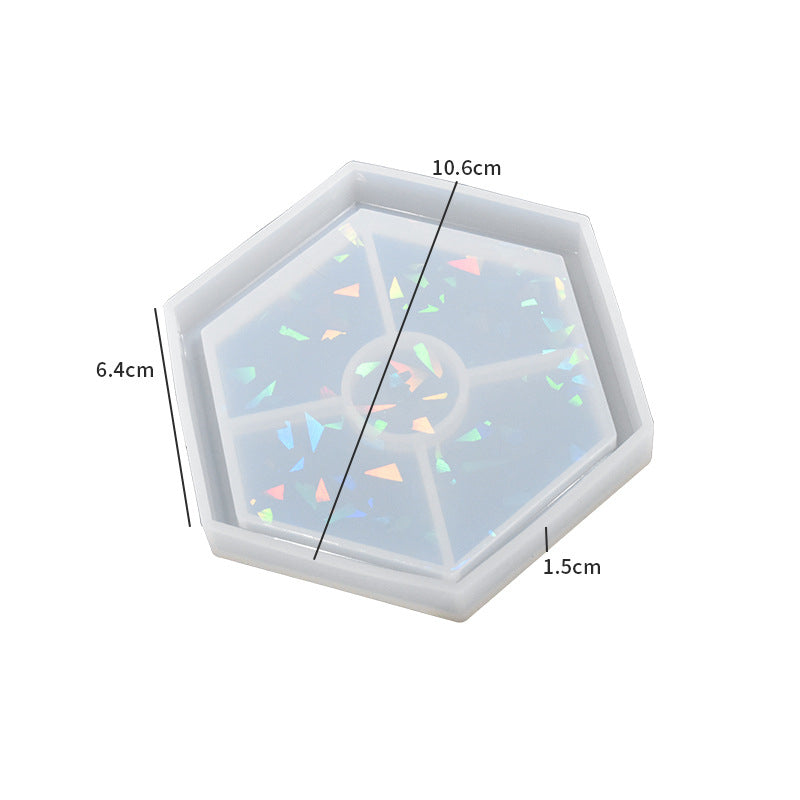Pack of 4 Holographic Hexagonal Coaster Silicone Resin Mold